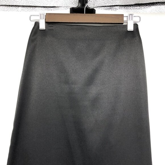 Le Chateau Black Satin Show-Stopping Fit & Flare 3/4 Length Maxi Skirt size 00 - Picture 5 of 16